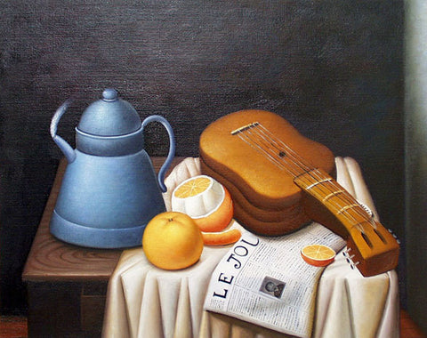 Painting - "Still Life with Newspaper" by Fernando Botero