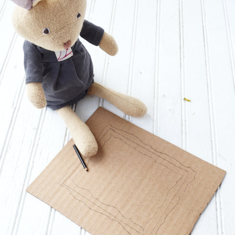 Juliette Rabbit tracing on cardboard for picture frames