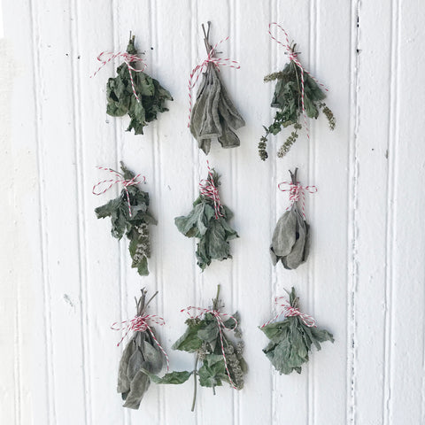 Herbs drying with twine