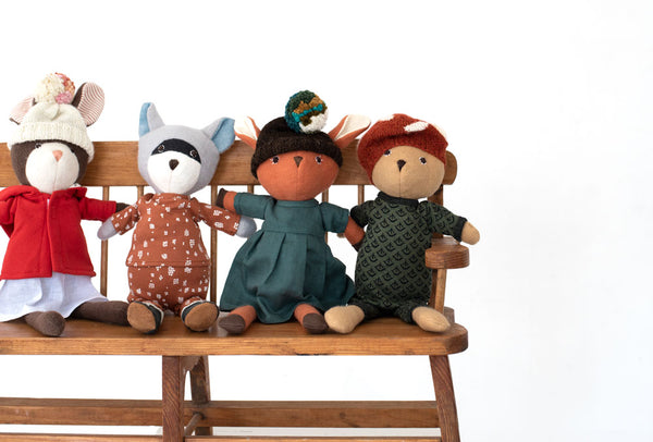 Hazel Village Animals on Bench