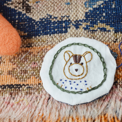 Stitching embroidered portrait pillow of Josie Chipmunk