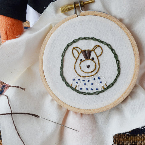 Stitching embroidered portrait pillow of Josie Chipmunk